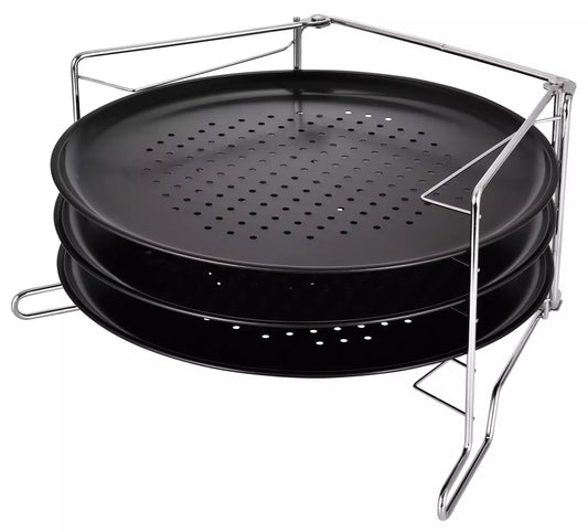 Pizza pan with a marbled finish, steel base, 4-piece set by Kinghoff - Carlat
