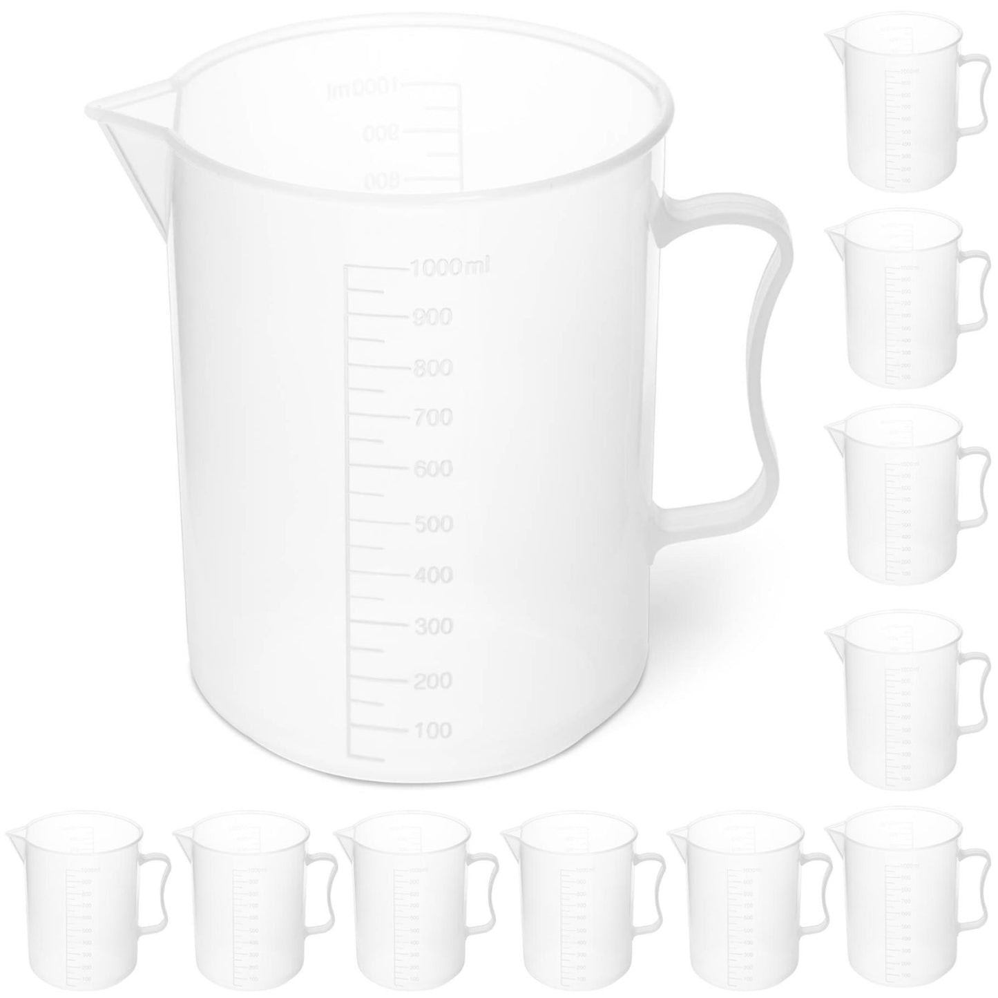 Plastic beaker with 1000 ml scale - 10 pieces. - Carlat