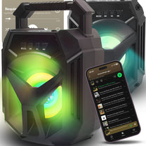 Portable Wireless Bluetooth Speaker, Boombox with RGB Lighting, USB, TF Card, and Aux Input, 400W - Carlat