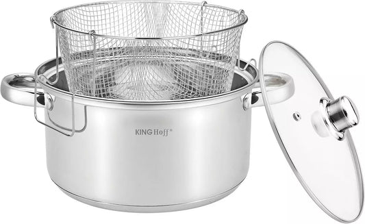 Pot with frying basket, stainless steel, 24 cm diameter, 5.5 L, Kinghoff - Carlat