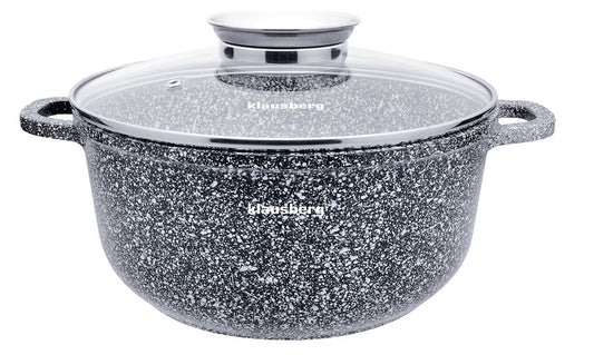 Pot with lid, aluminum with gray marbled finish, 24 cm diameter, 4.5 L, Klausberg - Carlat