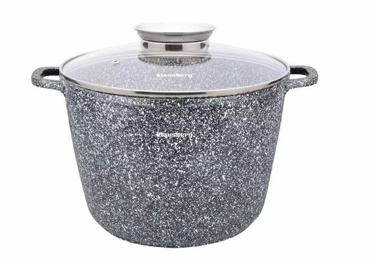 Pot with lid, gray marbled aluminum, 24 cm diameter, 6.2 L, Klausberg - Carlat