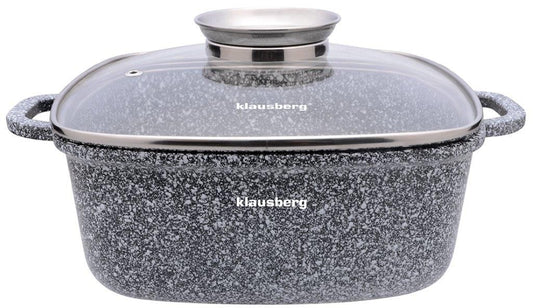 Pots – Aluminum pot, gray marbled, 24x24 cm, 4.4 L, Klausberg - Carlat