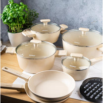 Pots – Cookware set, 12 pieces, nonstick coating, beige, Klausberg, KB-7833 - Carlat