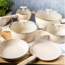 Pots – Cookware set, 12 pieces, nonstick coating, beige, Klausberg, KB-7833 - Carlat