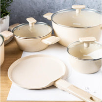 Pots – Cookware set, 12 pieces, nonstick coating, beige, Klausberg, KB-7833 - Carlat