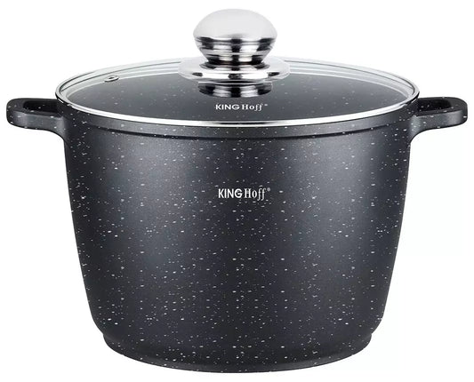 Pots – Marble-patterned pot, 24 cm diameter, 6.2 L, black, Kinghoff - Carlat