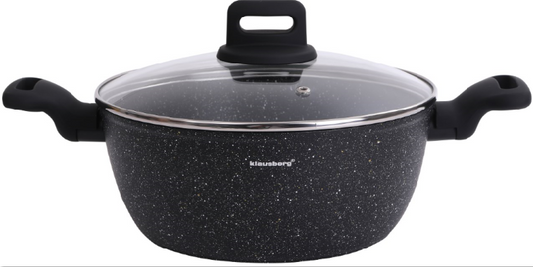 Pots – Pot, black-marble pattern, 24 cm diameter, 3.79 L, Klausberg - Carlat