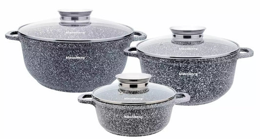 Pots and – Klausberg 6-Piece Marble-Coated Cookware Set, 20/24/28 cm Diameter - Carlat