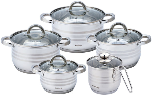 Pots and – Set of pots, diameters 14/16/18/20/24 cm, Klausberg steel - Carlat