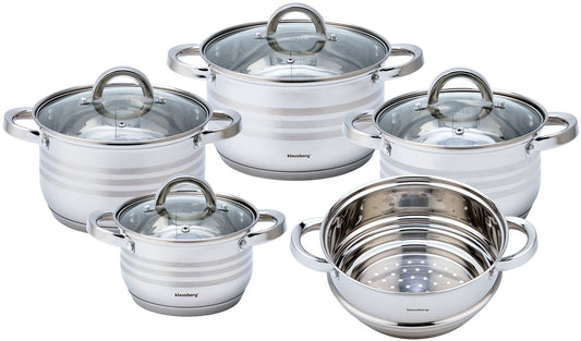 Pots and – Set of pots, diameters 16/18/20/22/20 cm, Klausberg steel - Carlat