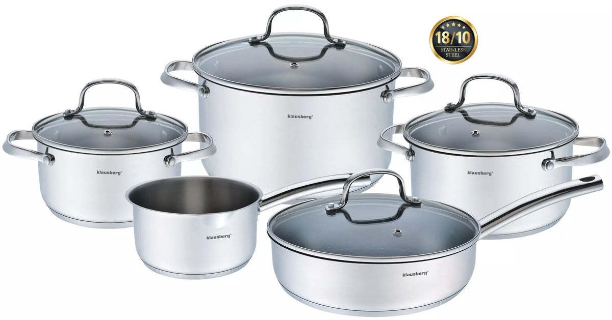 Pots and cookware sets – 9-Piece Cookware Set, Klausberg Stainless Steel - Carlat