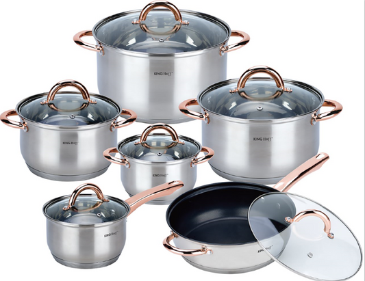 Pots and cookware sets – Kinghoff 12-piece cookware set, rose gold - Carlat