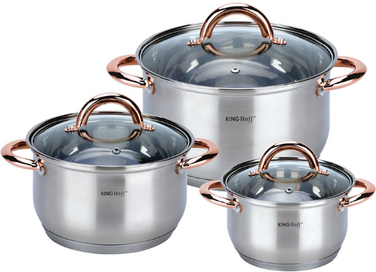 Pots and cookware sets – Kinghoff 6-Piece Rose Gold Cookware Set - Carlat