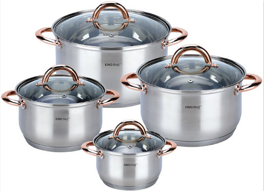 Pots and cookware sets – Kinghoff 8-Piece Rose Gold Cookware Set - Carlat