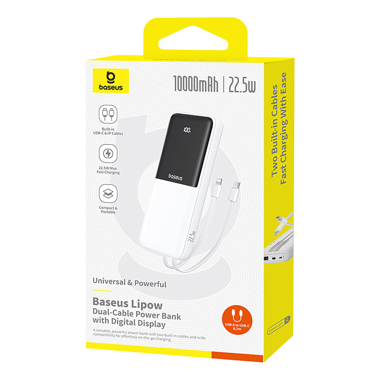 Power Banks – Lipow 10000mAh 22.5W Powerbank with built-in USB-C - Carlat