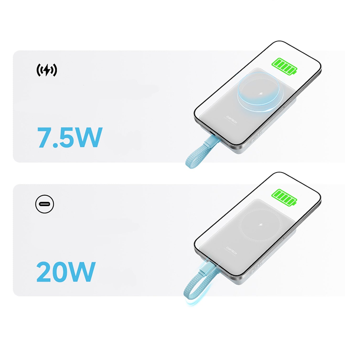 Power Banks – Magnetic powerbank 10000mAh USB-C with built-in USB-C - Carlat