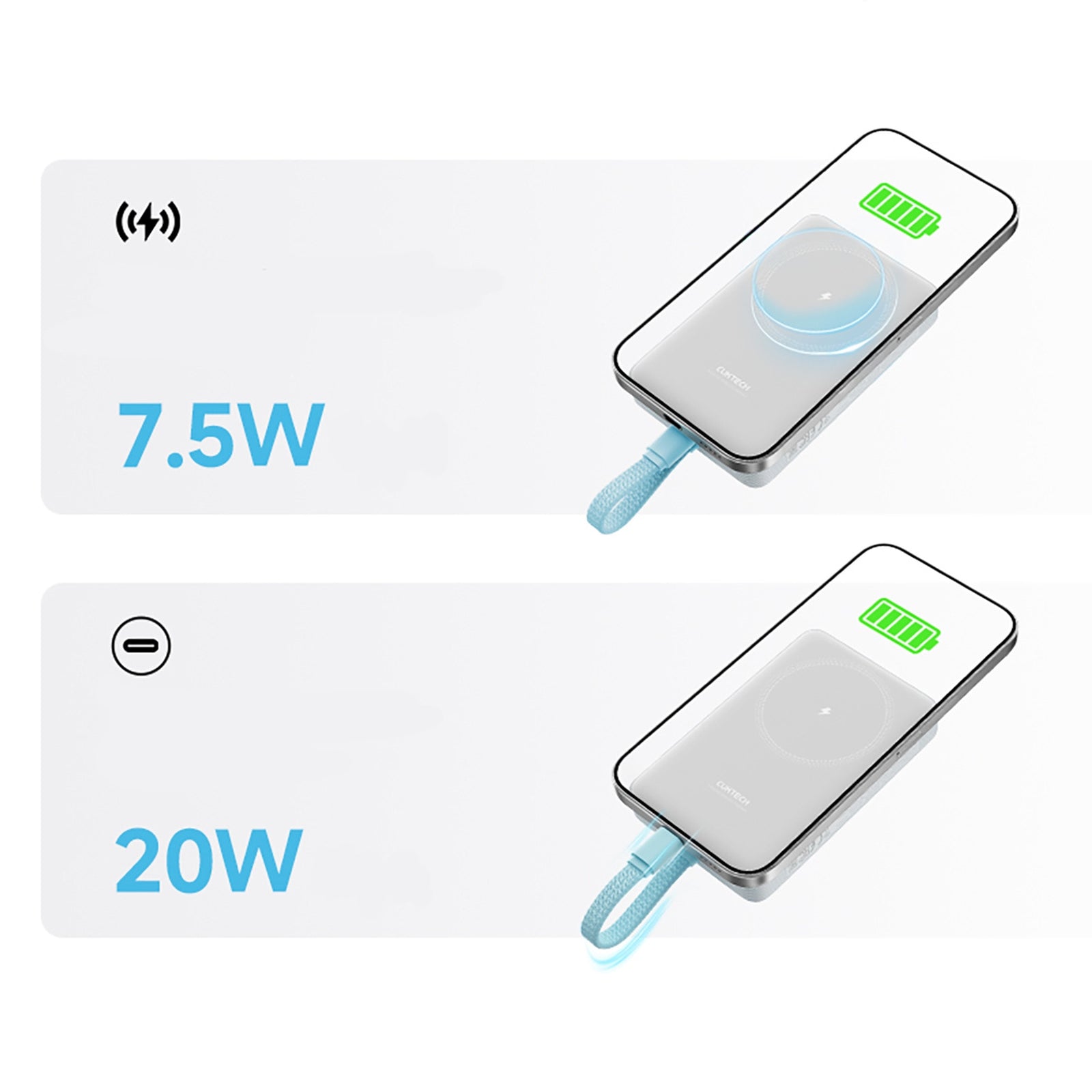 Power Banks – Magnetic powerbank 10000mAh USB-C with built-in USB-C - Carlat
