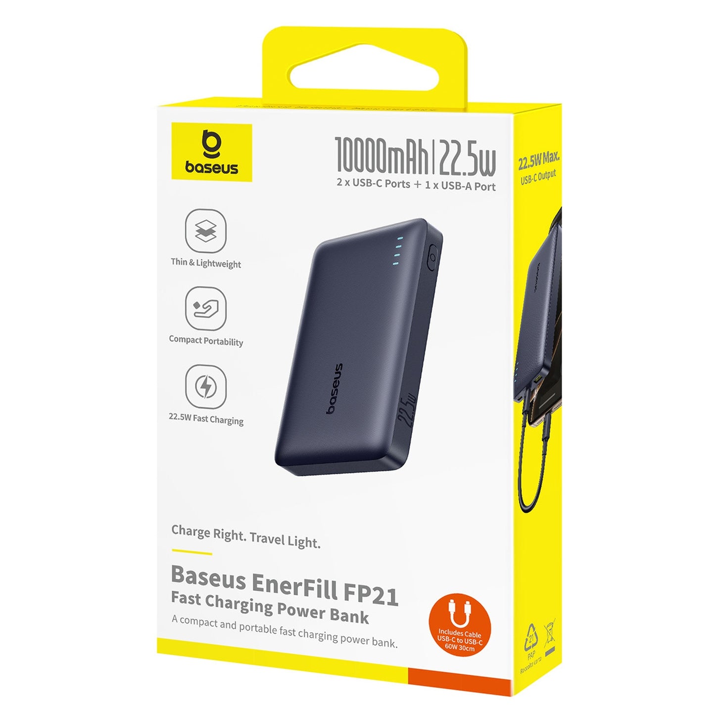 Power Banks – Powerbank 10000mAh 22.5W EnerFill FP21 USB-A USB-C - Carlat