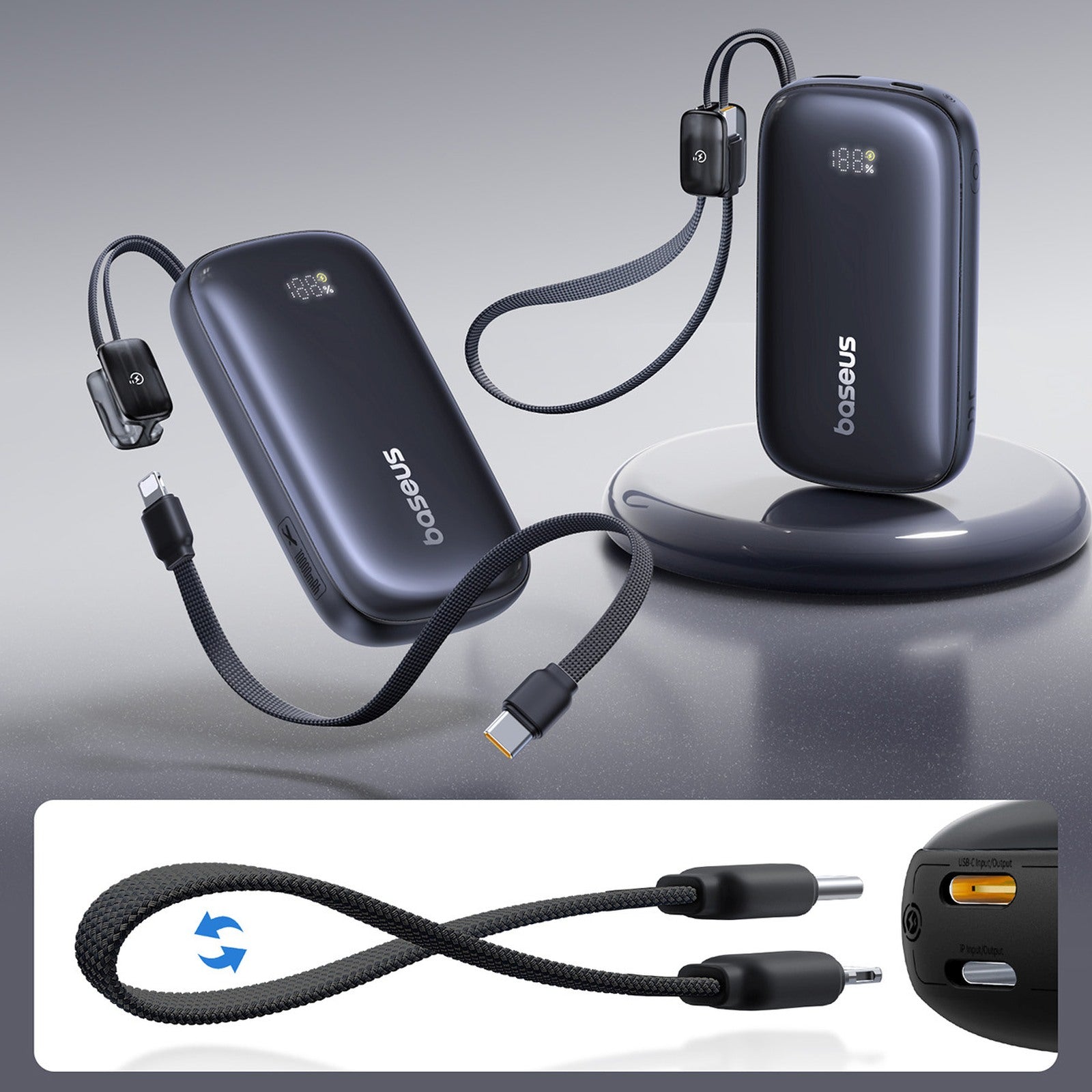 Power Banks – Powerbank 10000mAh 22.5W with detachable cable display - Carlat