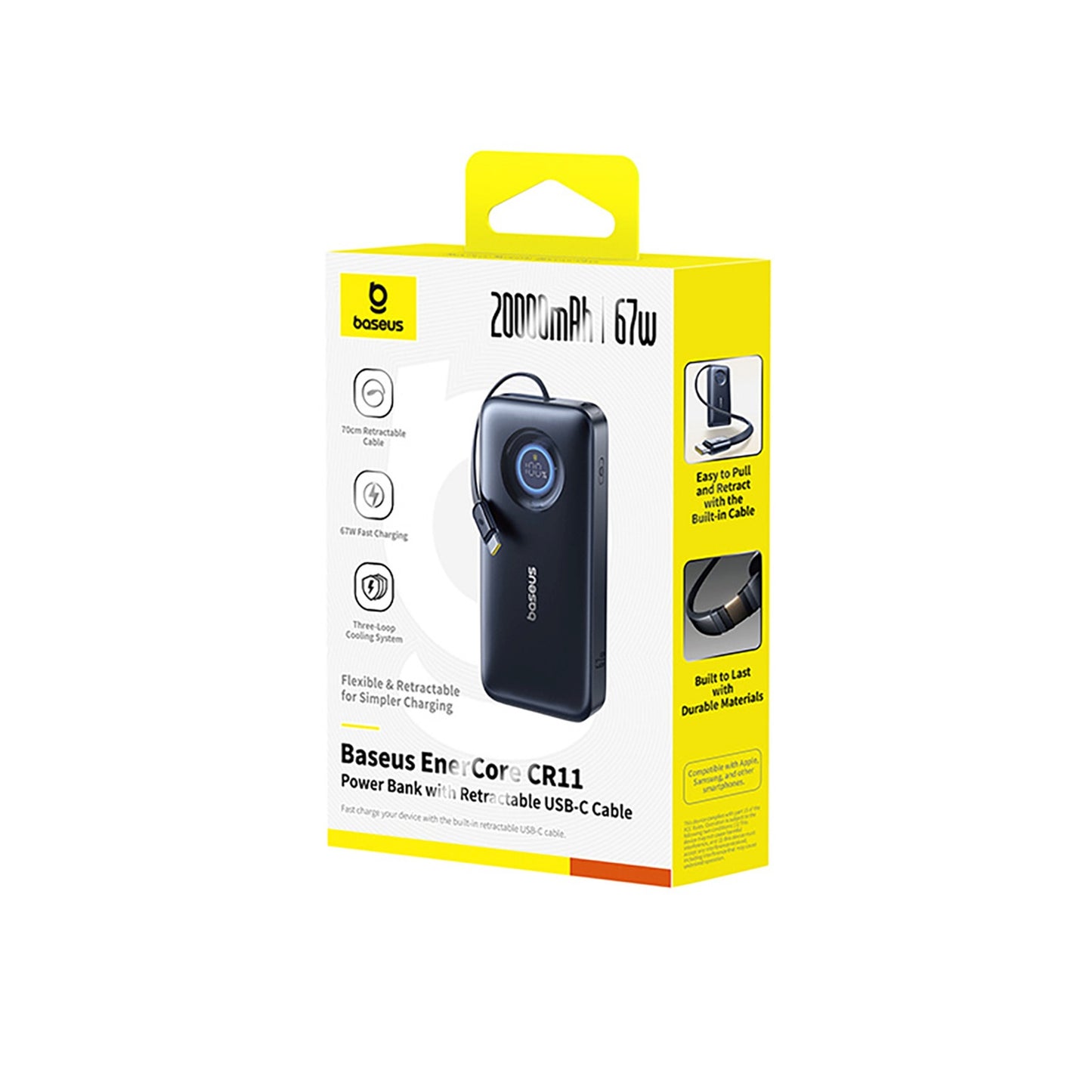 Power Banks – Powerbank 10000mAh 22.5W with retractable USB-C cable - Carlat