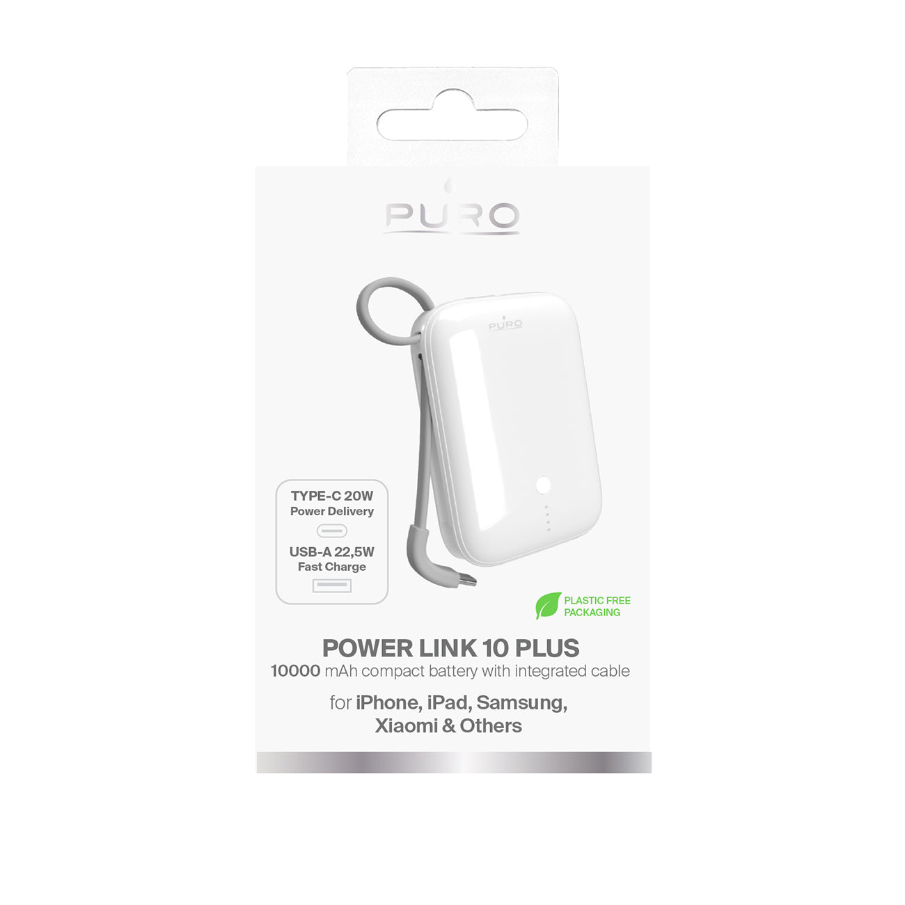 Power Banks – Powerbank 10000mAh USB-A USB-C with built-in cable - Carlat