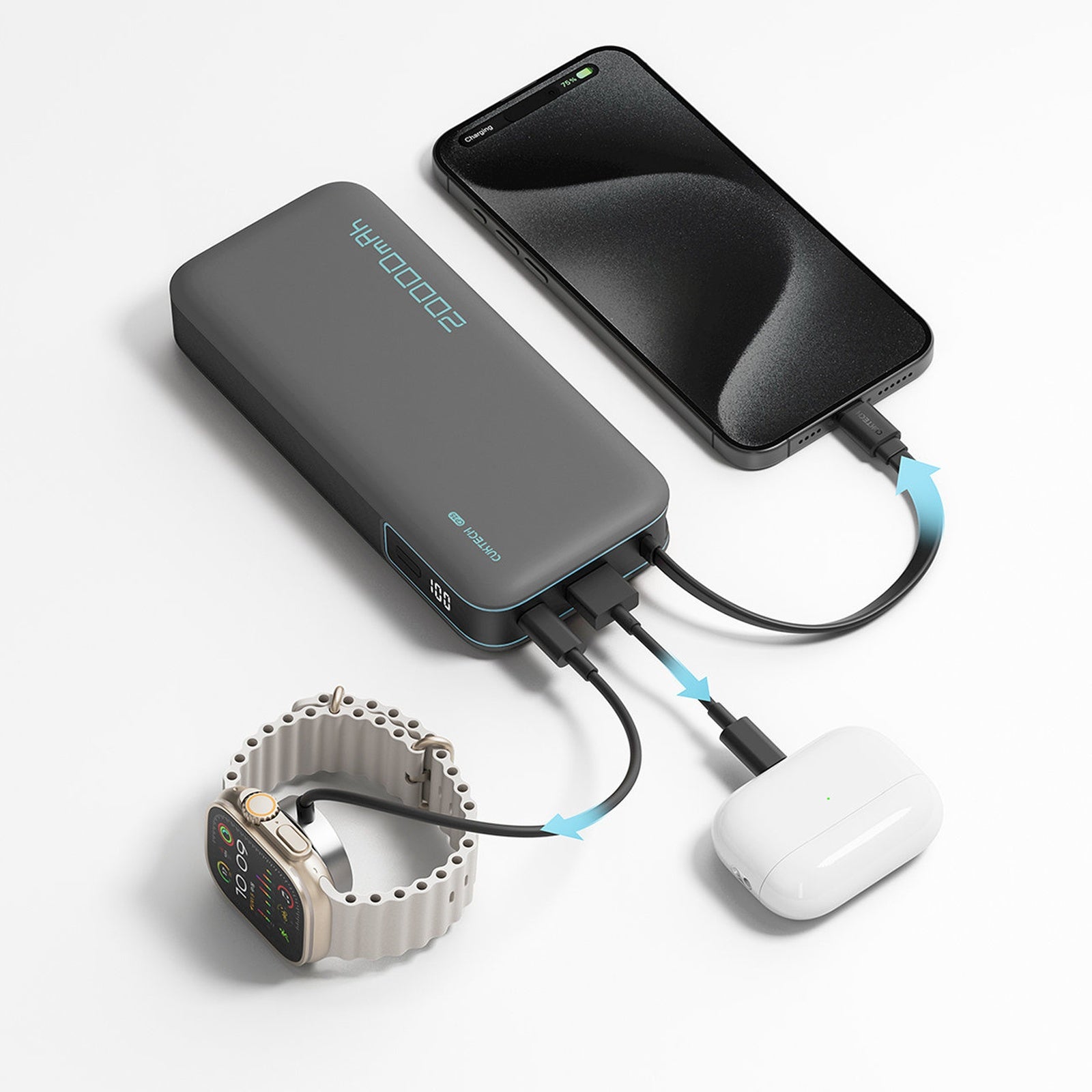 Power Banks – Powerbank 10000mAh USB-A USB-C with built-in cable - Carlat