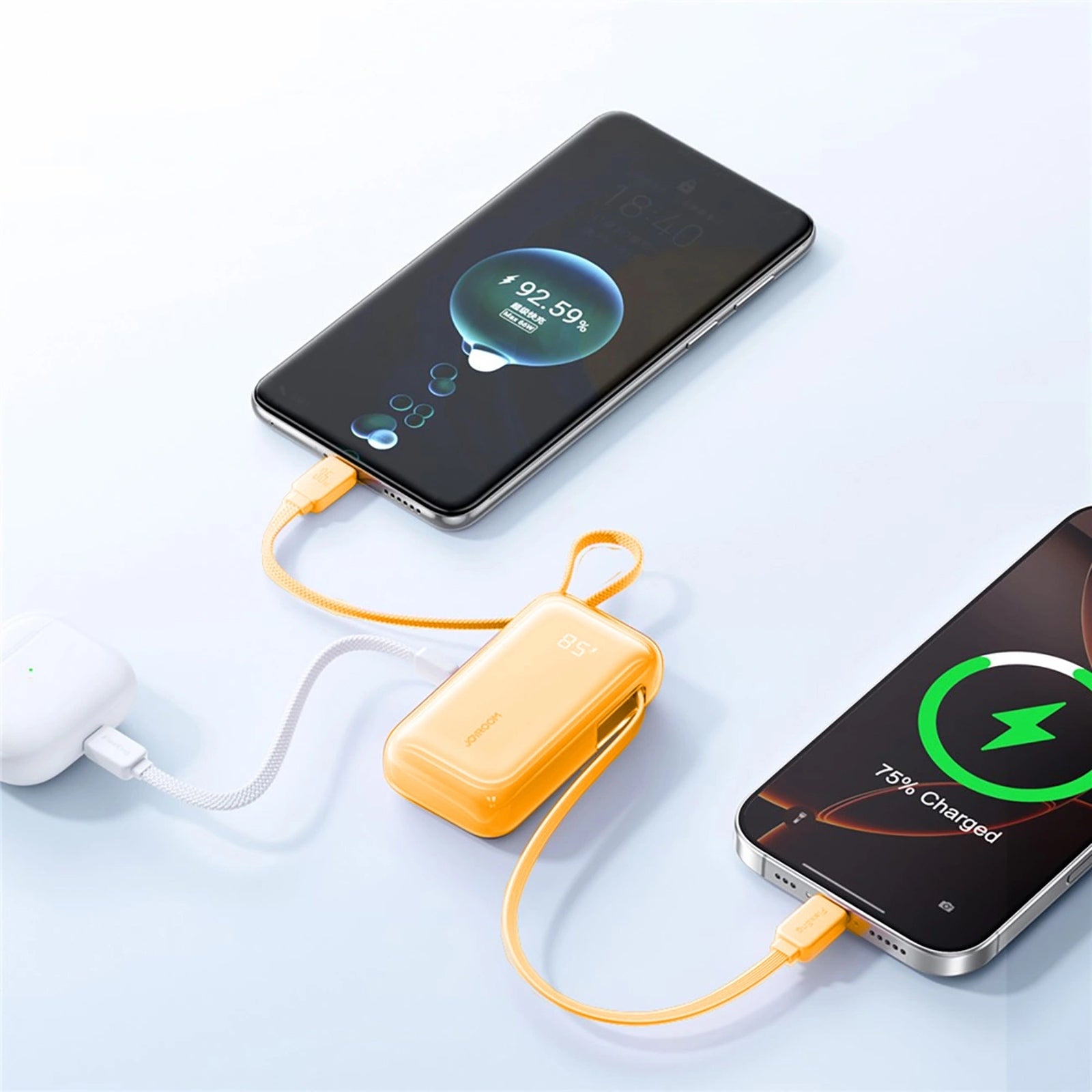 Power Banks – Powerbank 10000mAh with built-in USB-C 35W cables - Carlat
