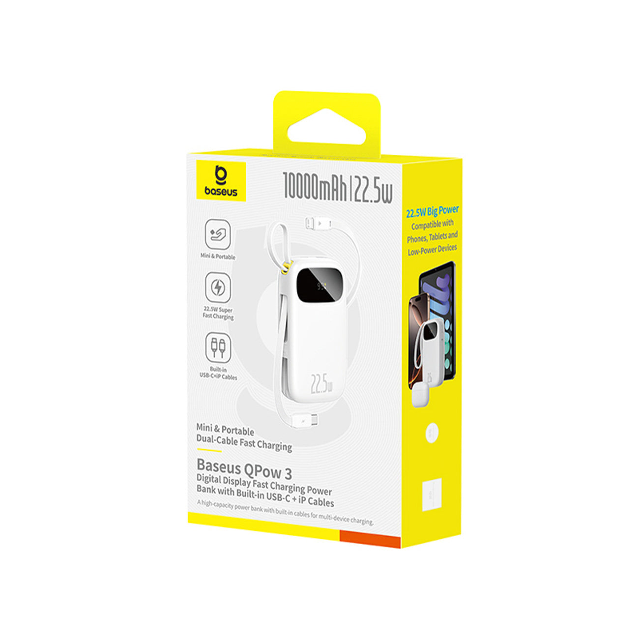 Power Banks – Powerbank 10000mAh with display and built-in cables - Carlat