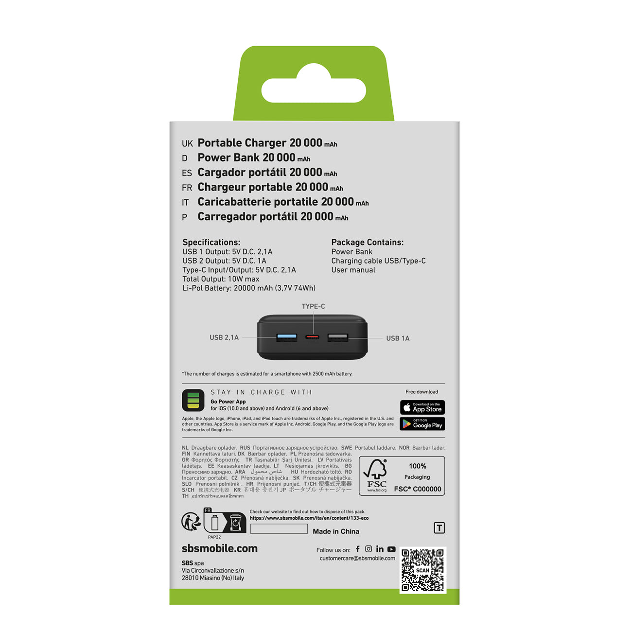 Power Banks – Powerbank 20000 mAh USB-A USB-C - black - Carlat