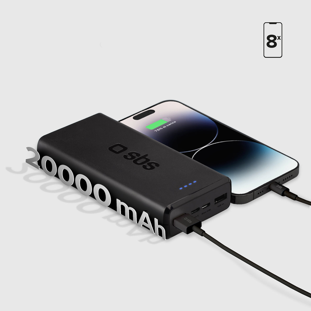 Power Banks – Powerbank 20000 mAh USB-A USB-C - black - Carlat