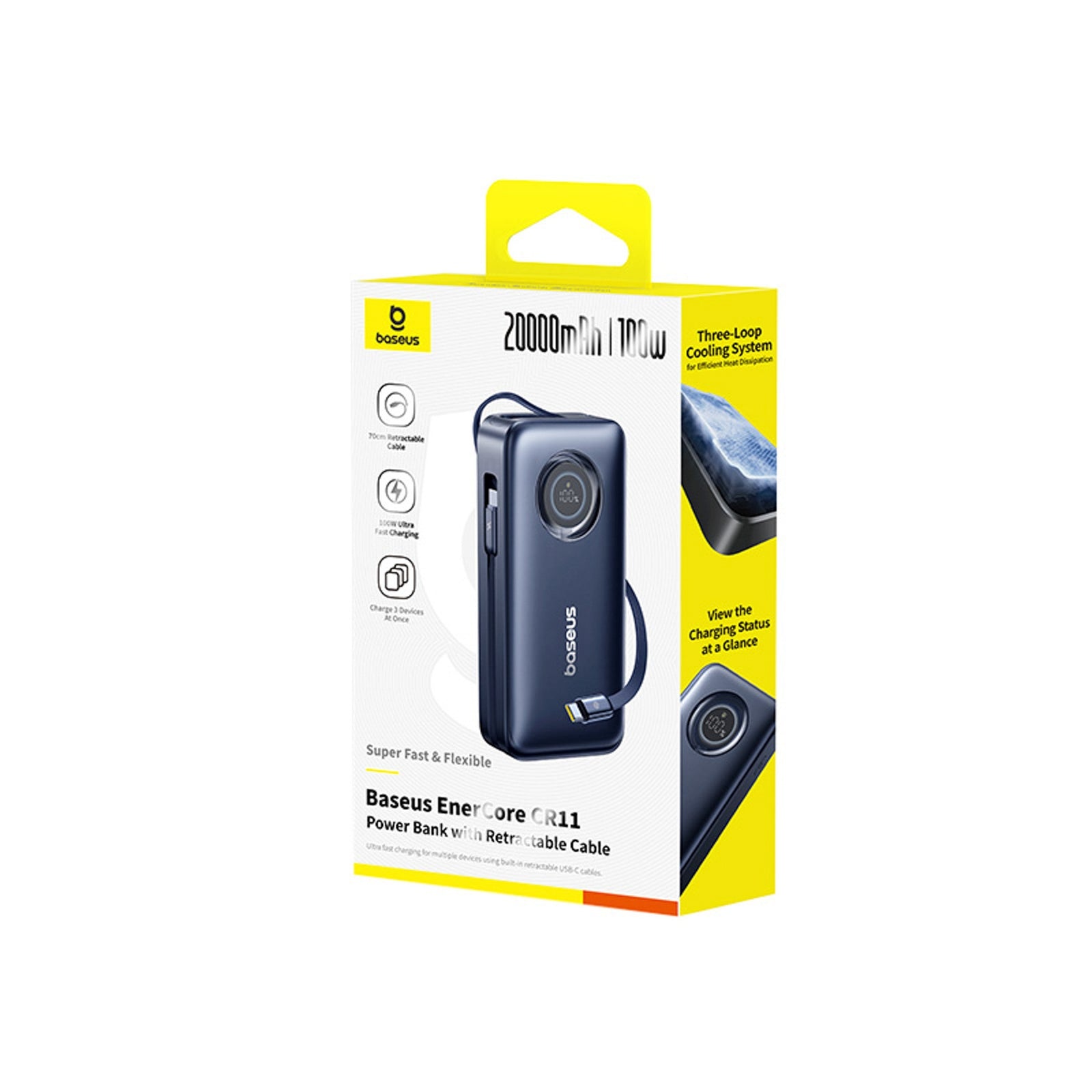 Power Banks – Powerbank 20000mAh 100W with retractable USB-C cables - Carlat