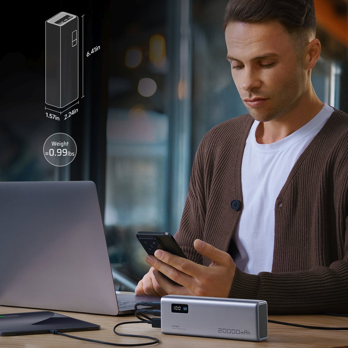 Power Banks – Powerbank 20000mAh USB-C USB-A 210W - gray - Carlat