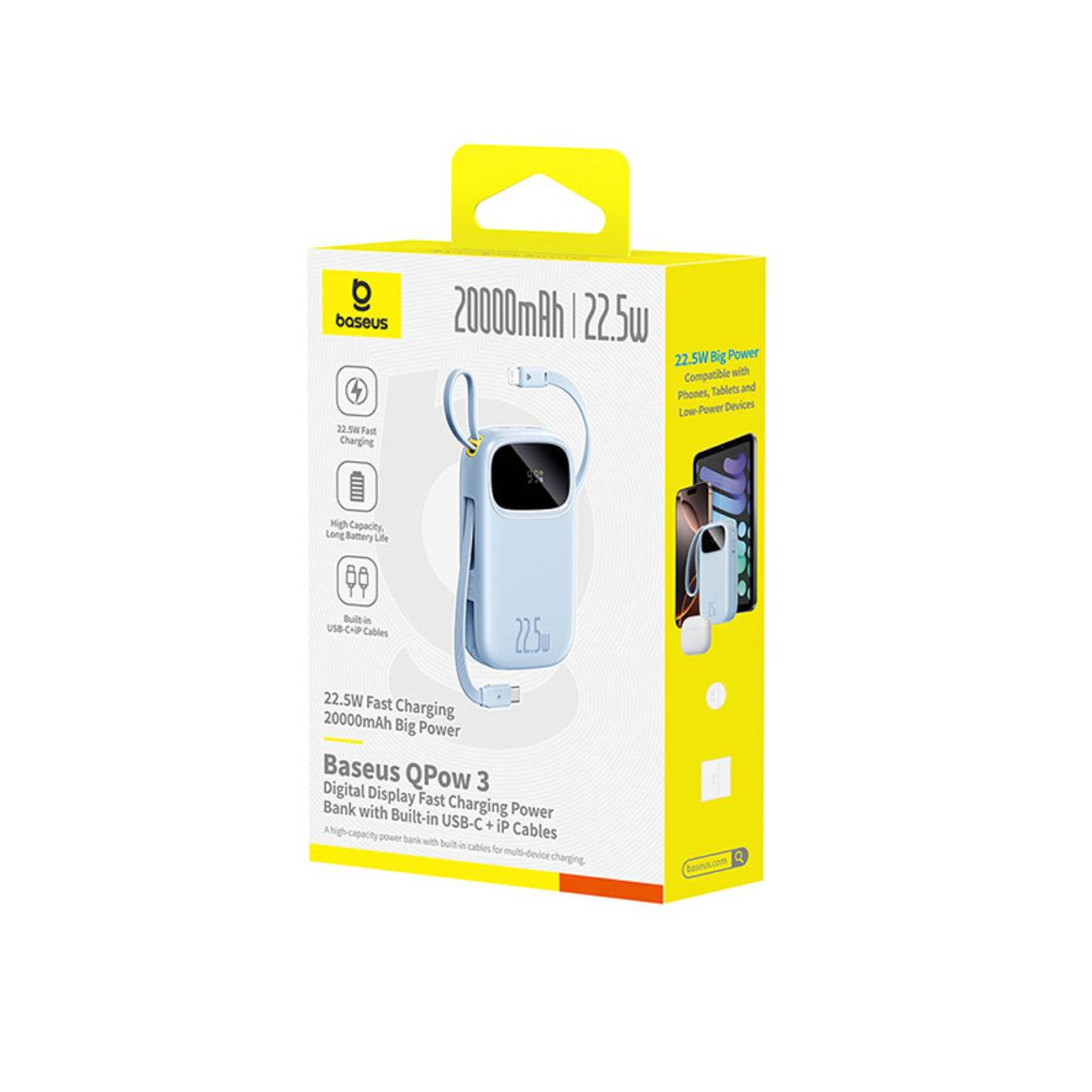 Power Banks – Powerbank 20000mAh with display and built-in cables - Carlat
