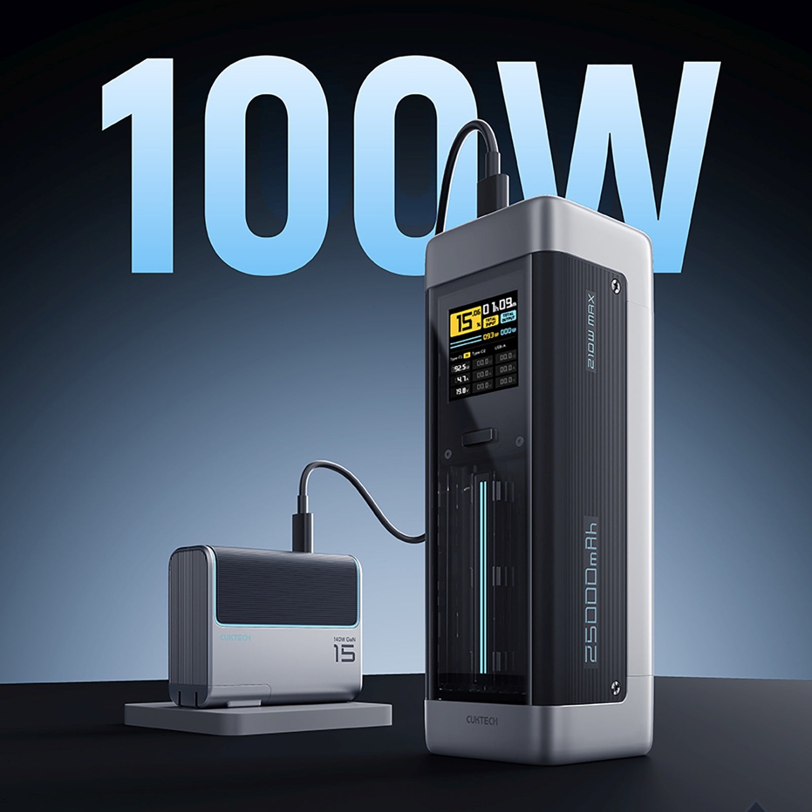 Power Banks – Powerbank 25000mAh USB-C USB-A 210W - black - Carlat
