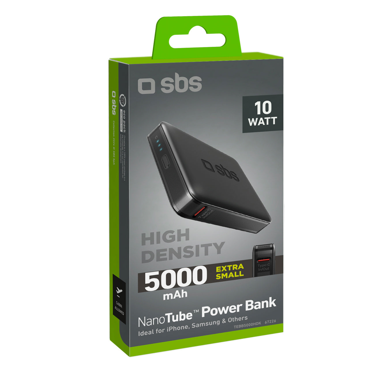 Power Banks – Powerbank 5000 mAh USB-C NanoTube - black - Carlat