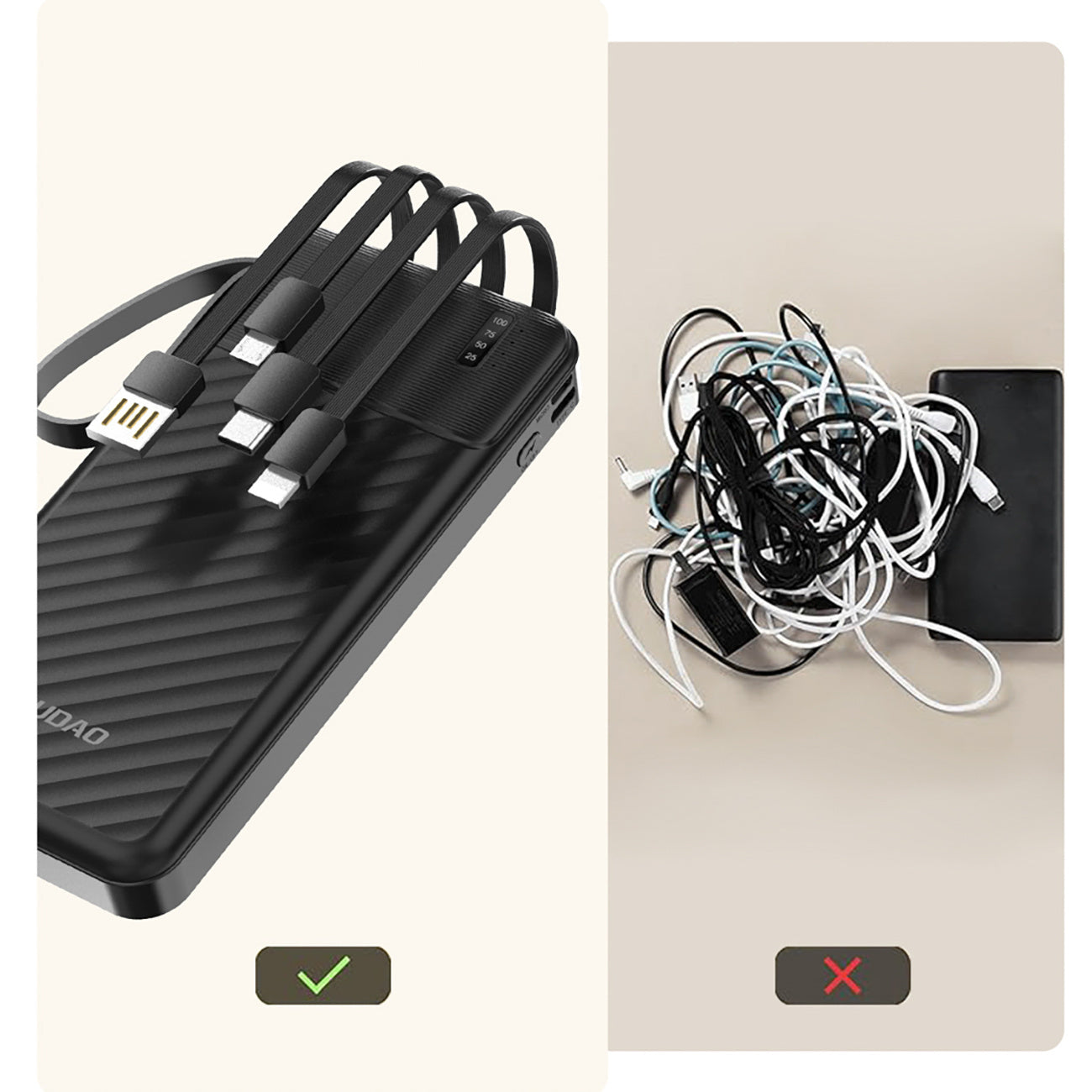 Power Banks – Powerbank K11 10000mAh with built-in cables - Carlat