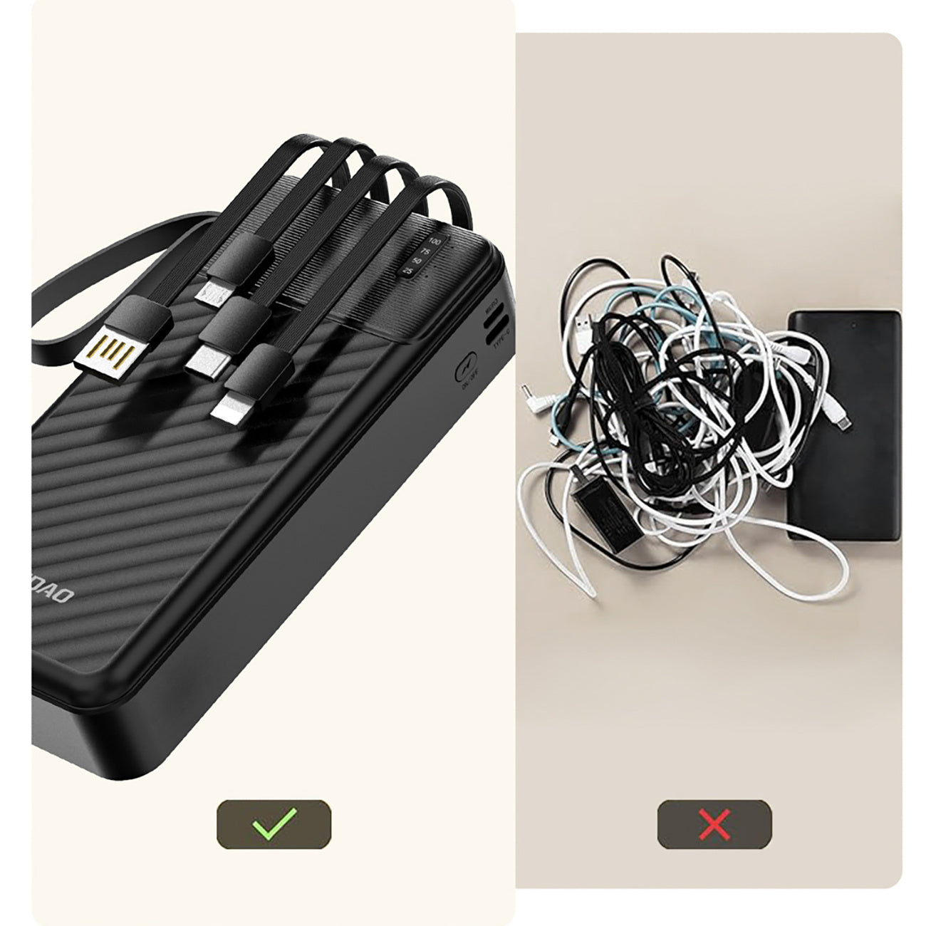Power Banks – Powerbank K11 Pro 20000mAh with built-in cables - Carlat