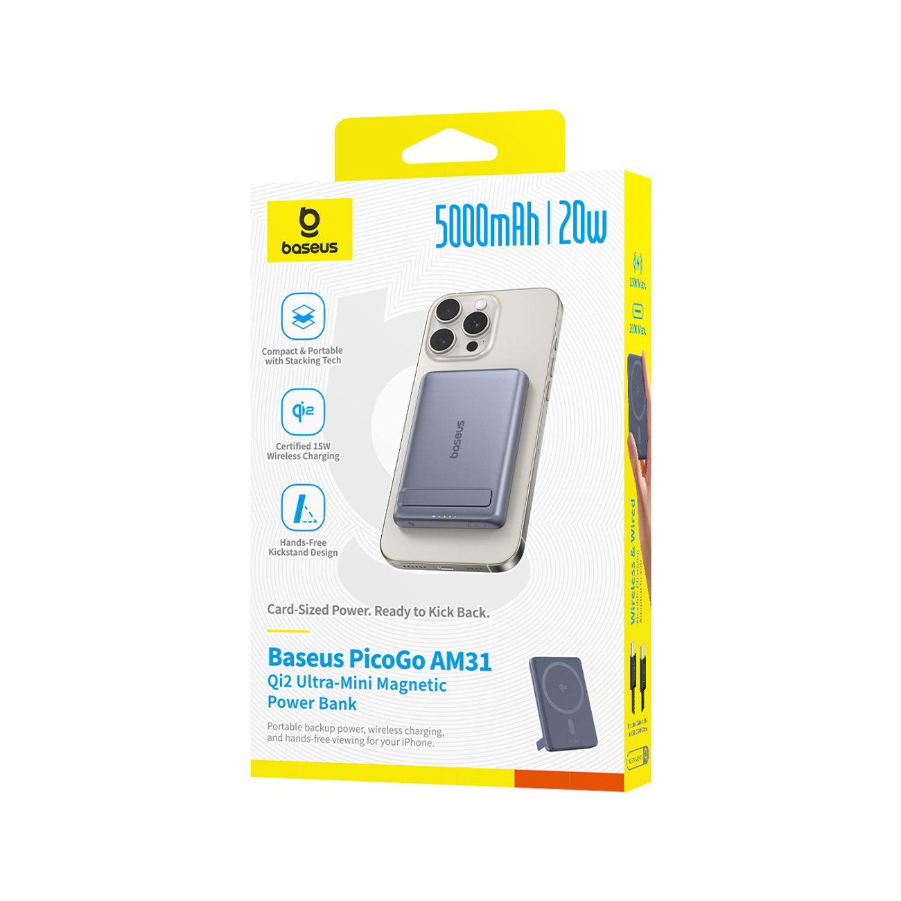 Power Banks – Ultra-thin 5000mAh powerbank with cable stand PicoGo - Carlat
