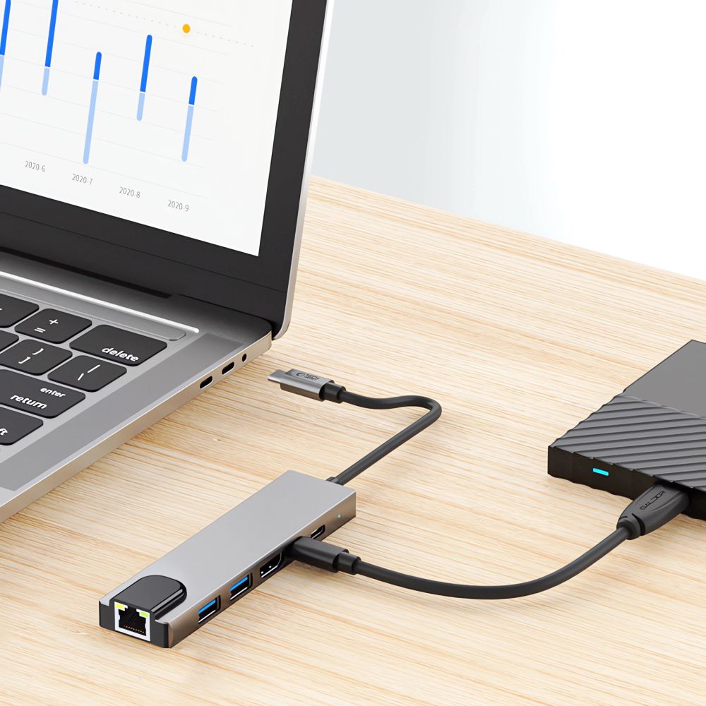 Power Connector Adapters – 6in1 HUB Adapter USB-C USB-A HDMI - Carlat