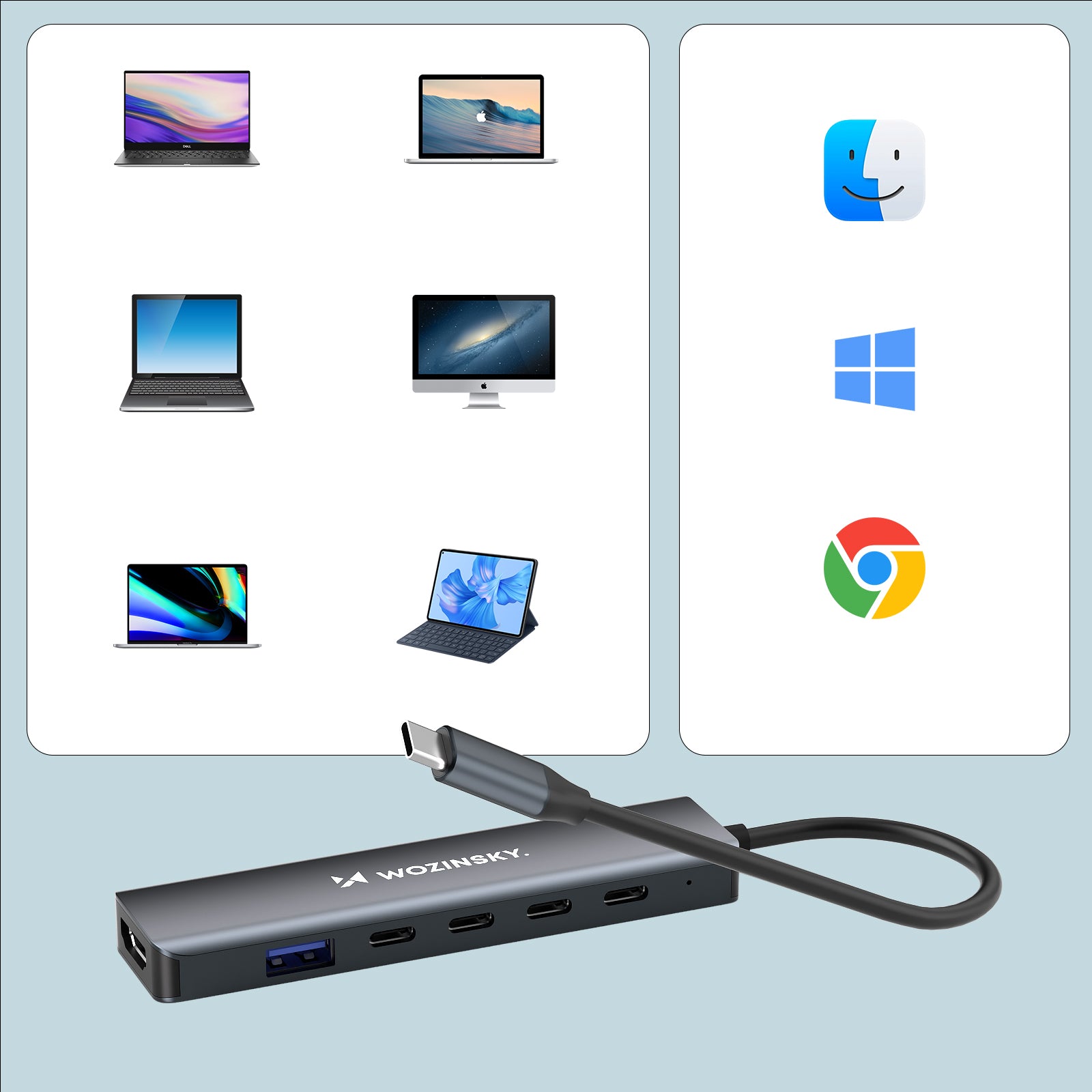 Power Connector Adapters – 6in1 Hub USB-A USB-C DisplayPort HDMI - Carlat