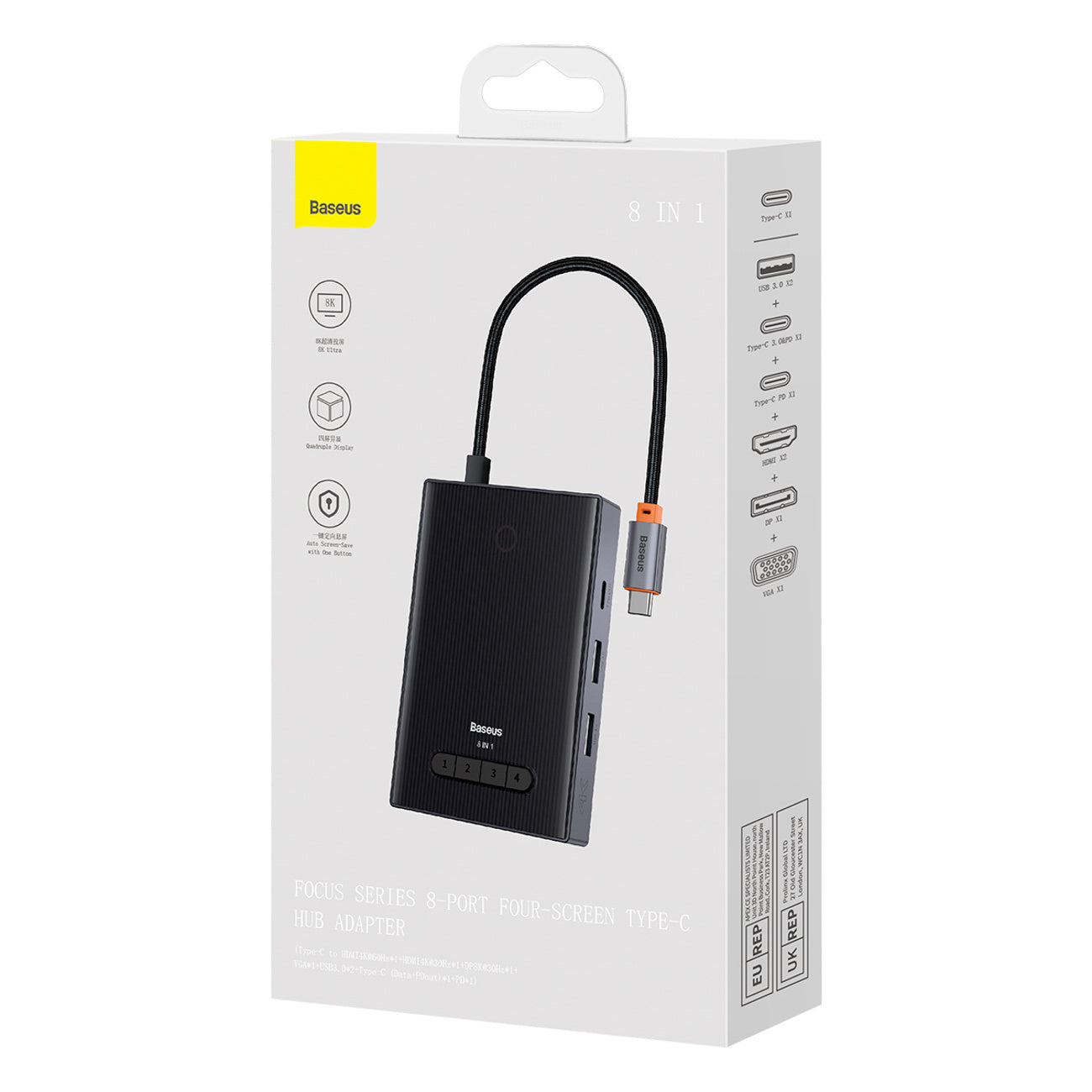 Power Connector Adapters – 8in1 HUB HDMI DisplayPort VGA USB-A - Carlat