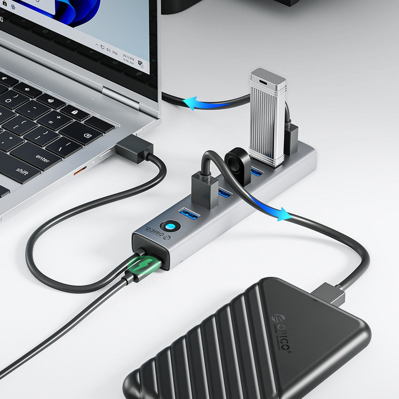 Power Connector Adapters – Hub CL7U-U3 splitter 7x USB-A USB-C - Carlat
