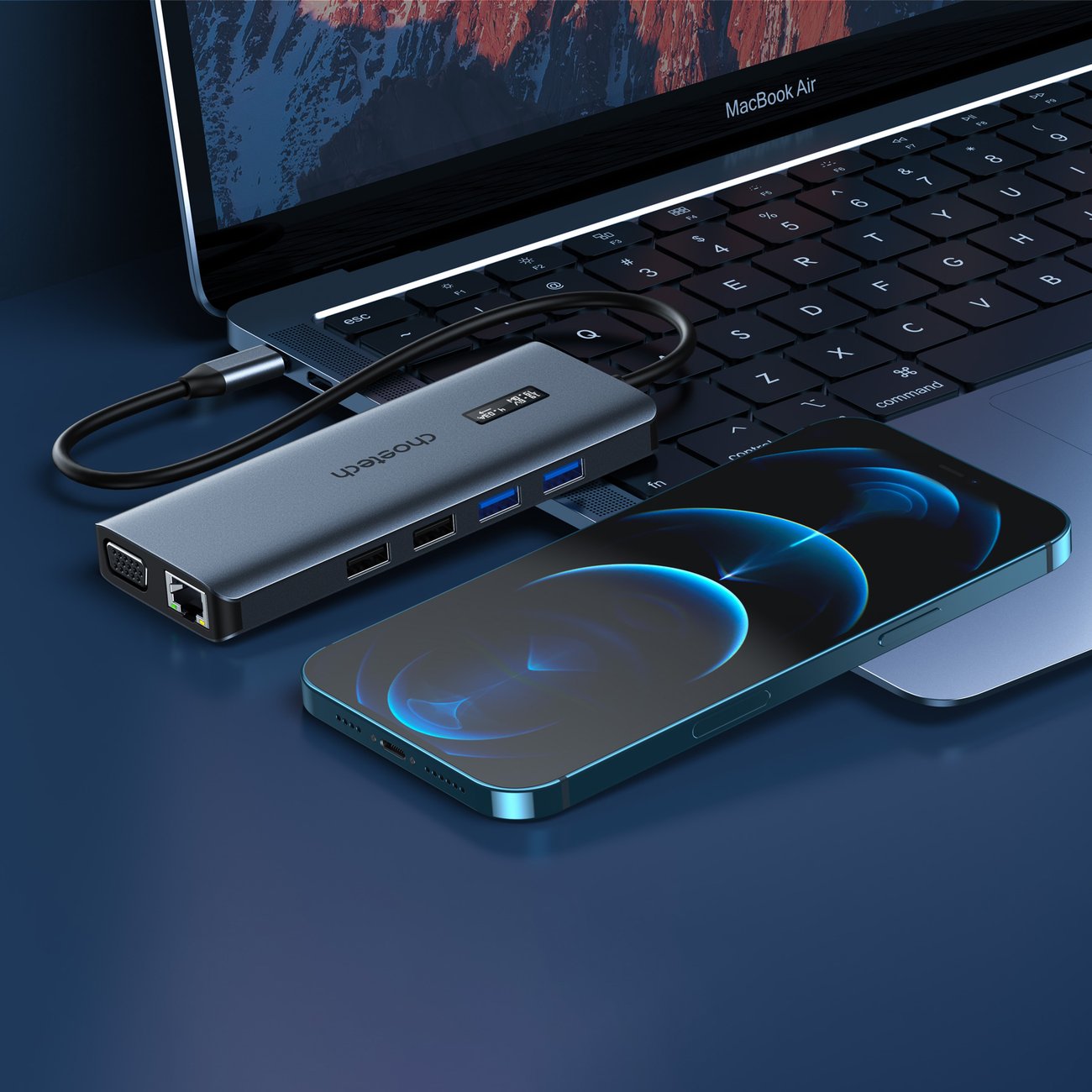 Power Connector Adapters – Multifunctional HUB adapter with display USB-C - Carlat