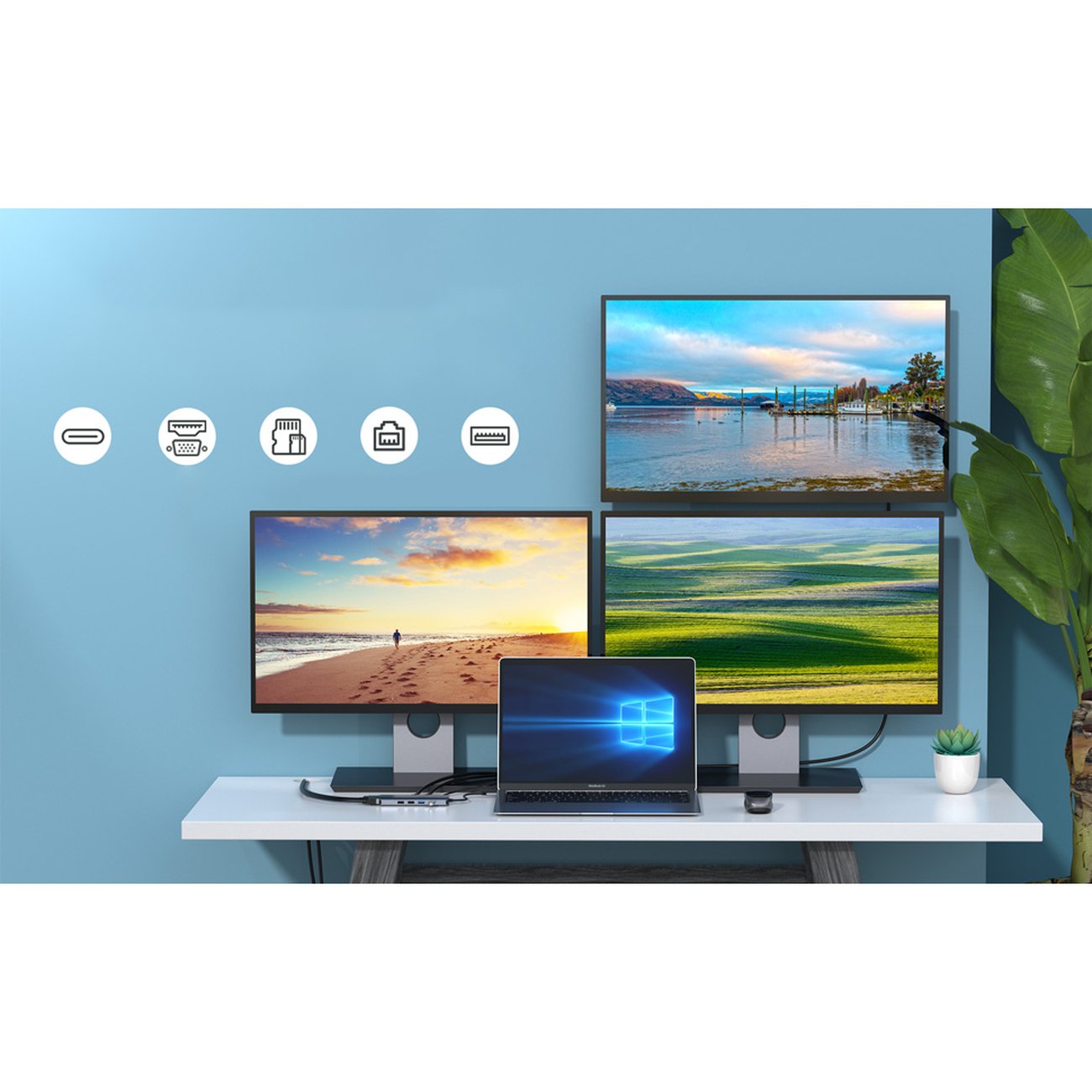 Power Connector Adapters – Multifunctional HUB adapter with display USB-C - Carlat