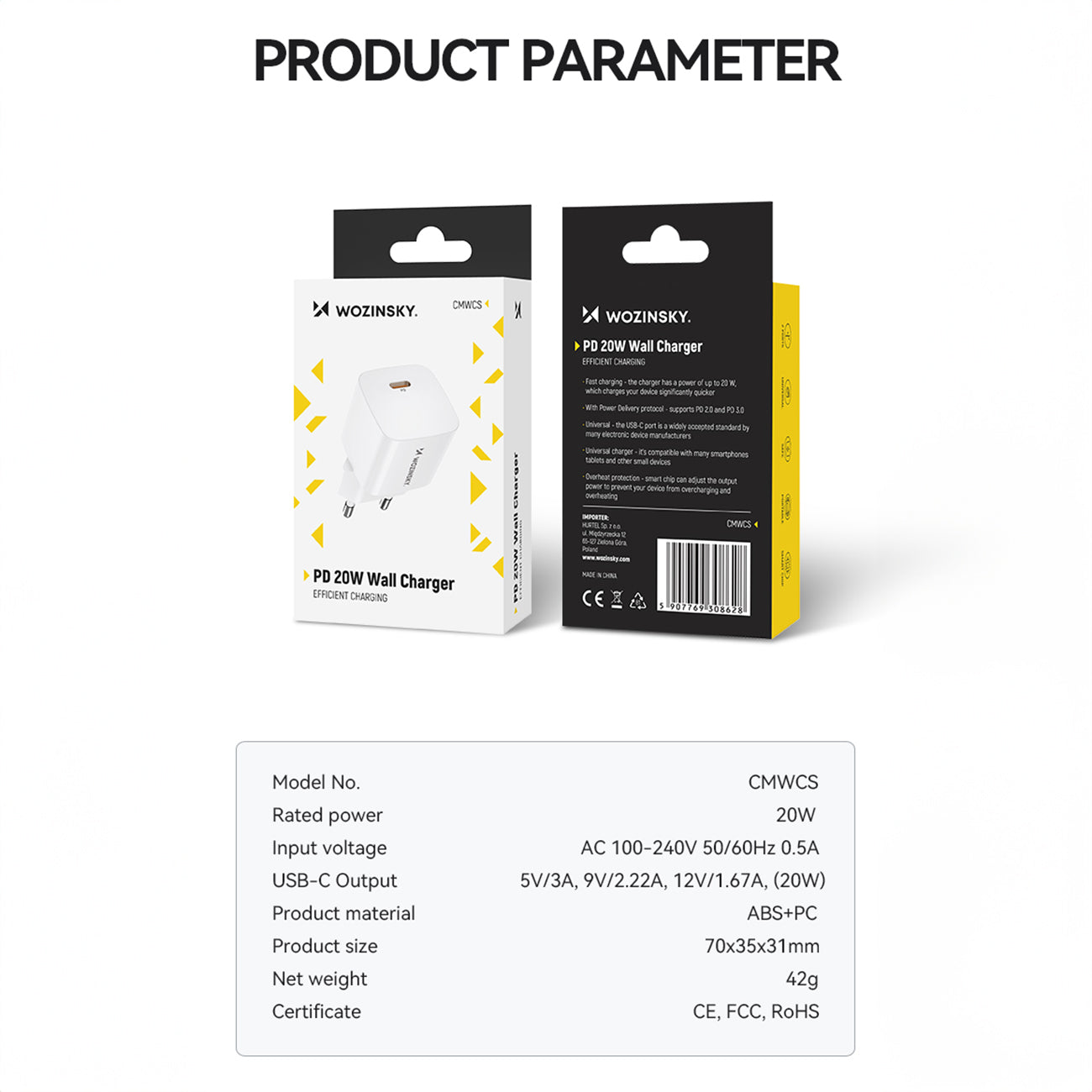 Power Supply Enclosures – 100-240V PD USB-C 20W wall charger, - Carlat