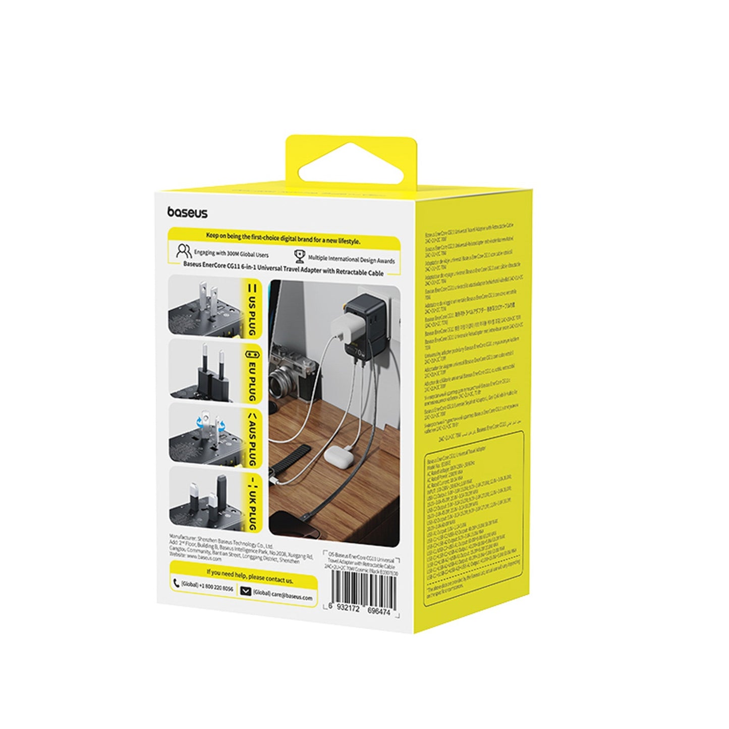 Power Supply Enclosures – 6in1 travel adapter with retractable USB-C - Carlat