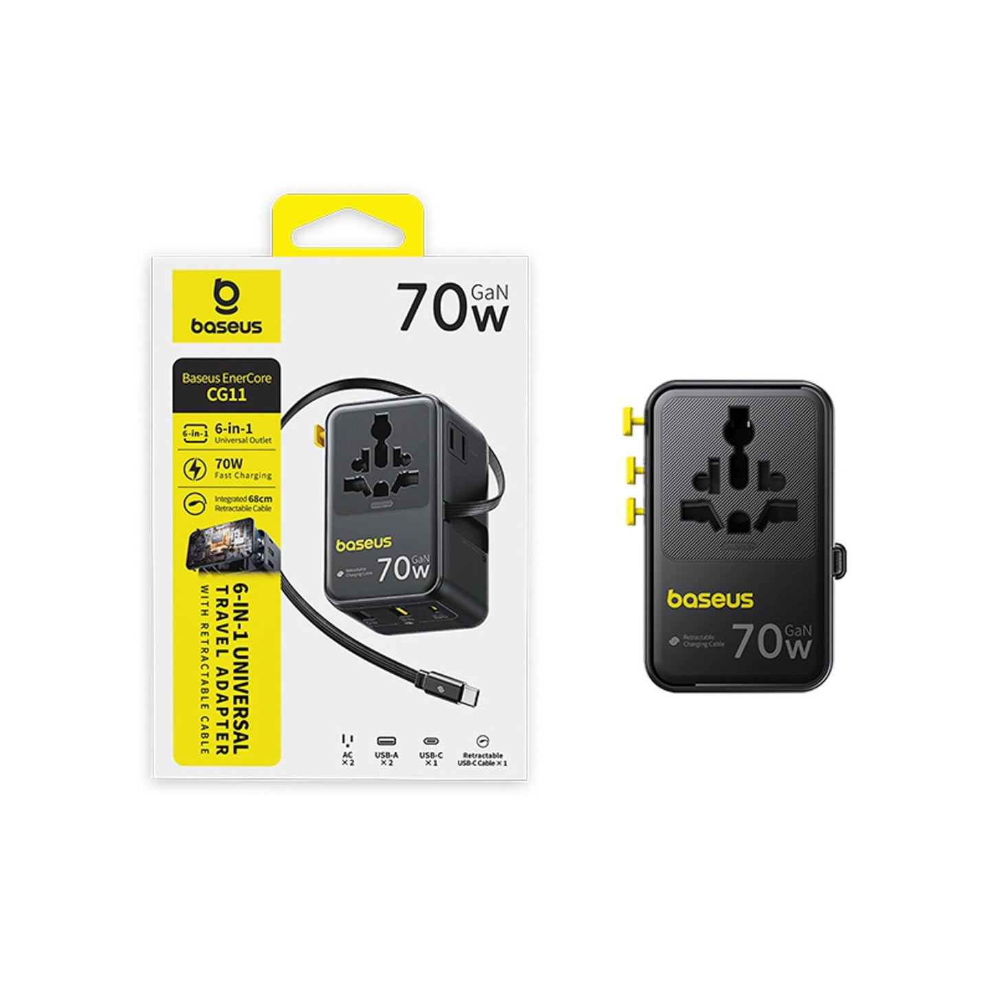 Power Supply Enclosures – 6in1 travel adapter with retractable USB-C - Carlat