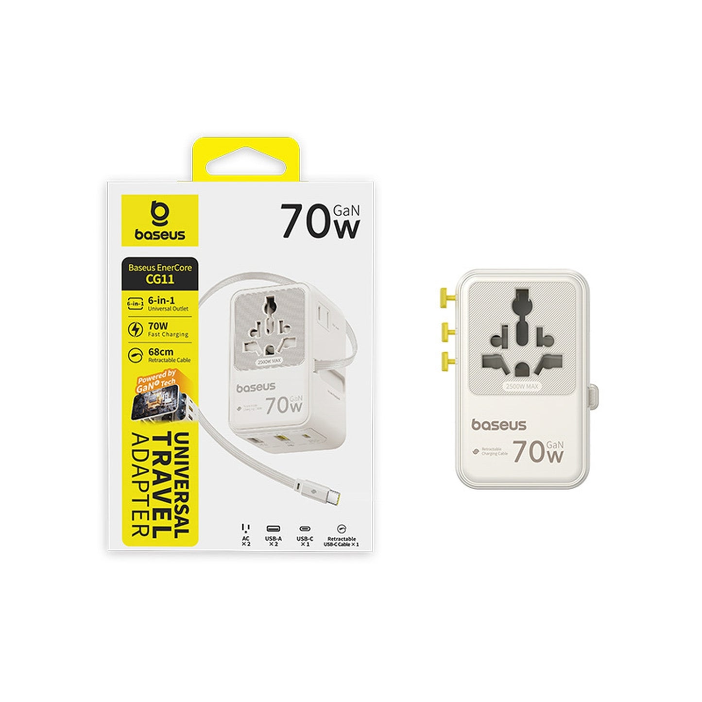 Power Supply Enclosures – 6in1 travel adapter with retractable USB-C - Carlat