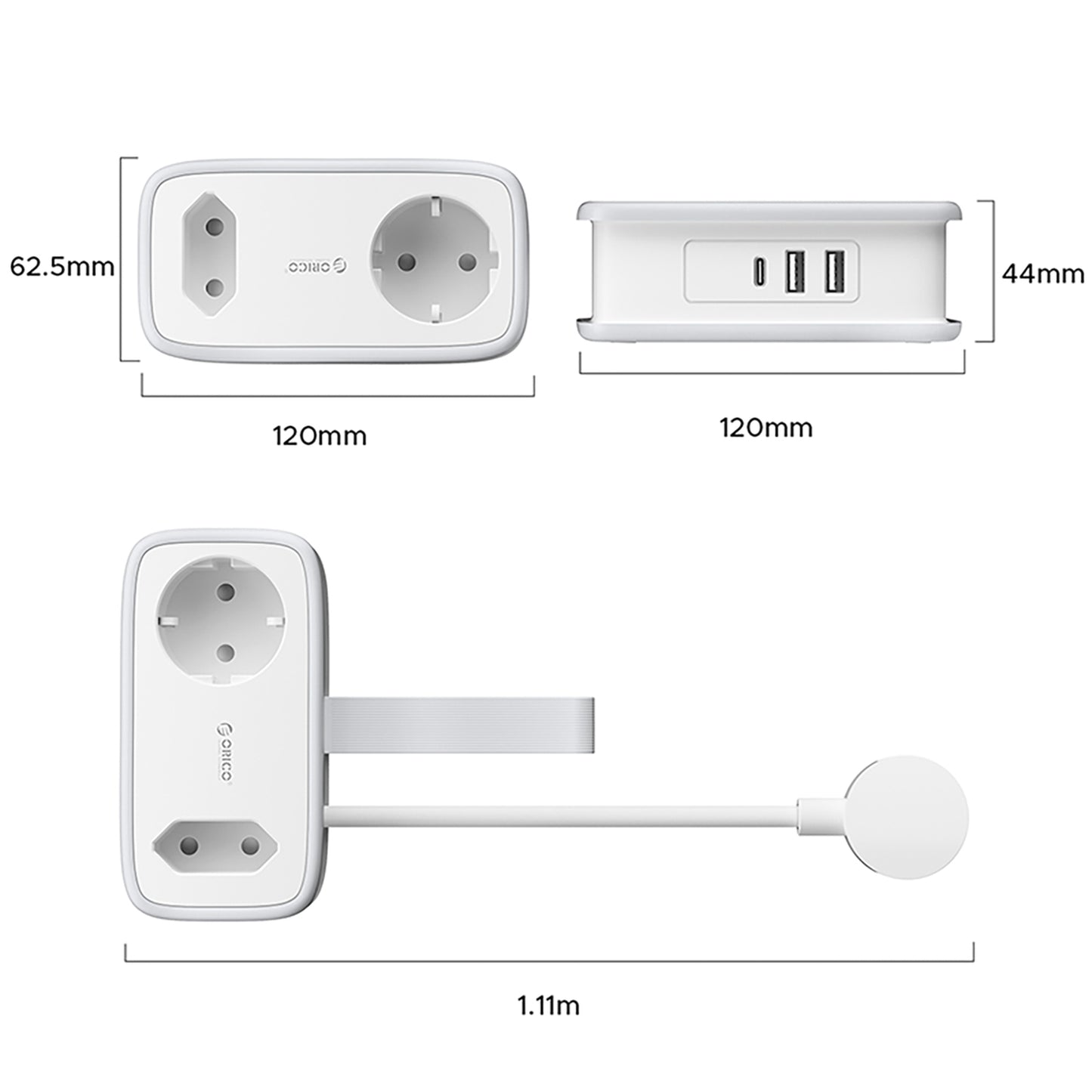 Power Supply Enclosures – Power strip 5in1 AC USB-A USB-C - Carlat
